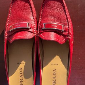 Prada Women’s Bold Red Leather Mules